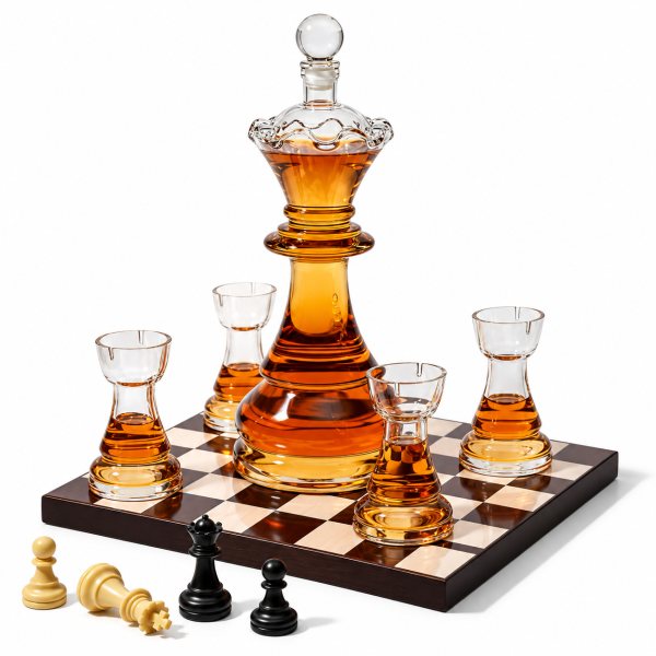 Sada karafy a 4 sklenic "Royal Chess"