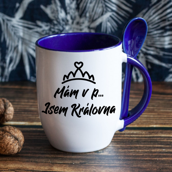 Hrnek s čajovou lžičkou "Jsem královna"