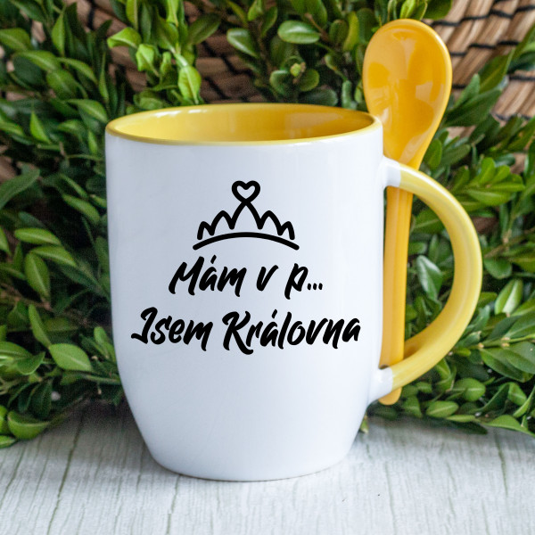 Hrnek s čajovou lžičkou "Jsem královna"