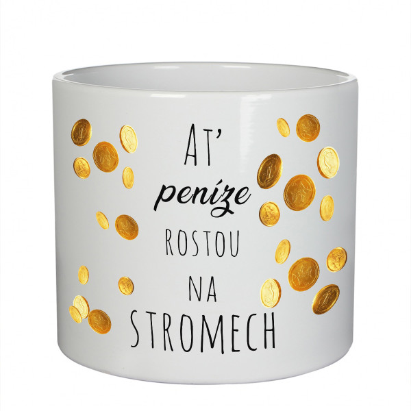 Keramický květináč "Ať peníze rostou na stromech"