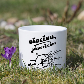 Keramický květináč "Dědeček a vnoučata" se jmény vnoučat