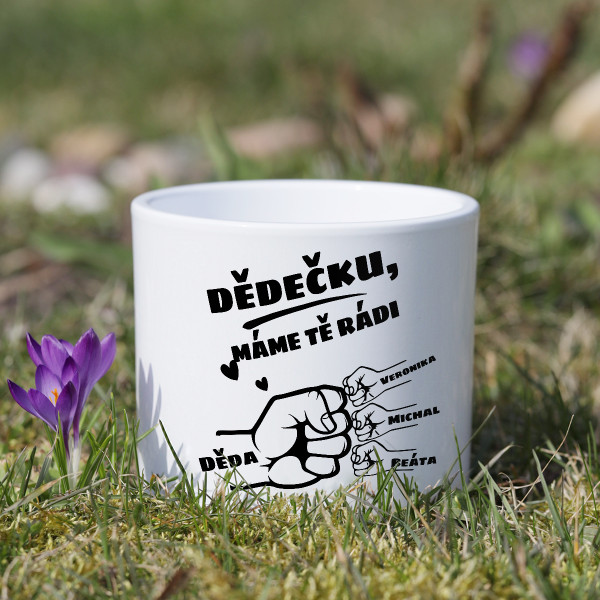 Keramický květináč "Dědeček a vnoučata" se jmény vnoučat