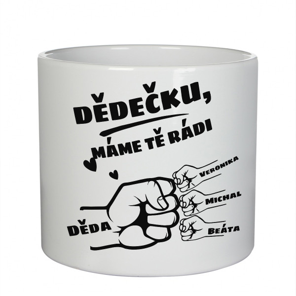 Keramický květináč "Dědeček a vnoučata" se jmény vnoučat