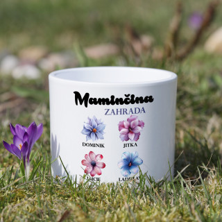 Keramický květináč "Maminčina zahrada" se jmény dětí