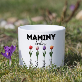 Keramický květináč "Máminy květiny" se jmény dětí