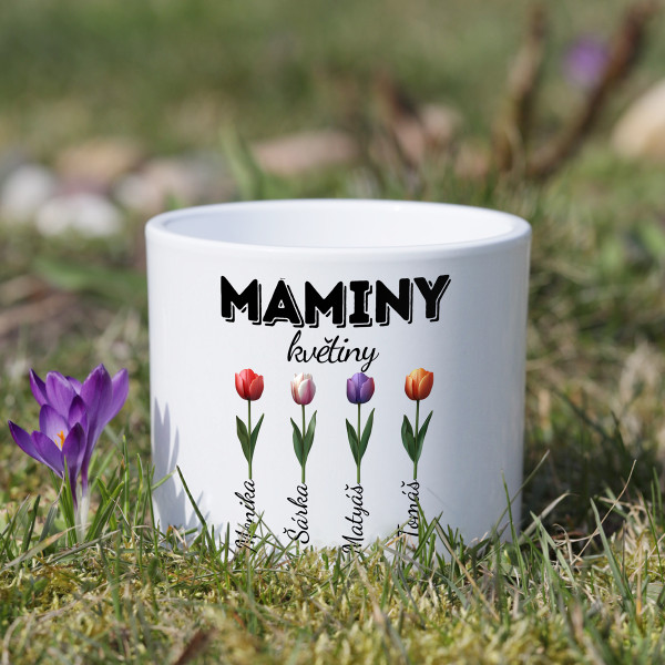 Keramický květináč "Máminy květiny" se jmény dětí Keramický květináč "Máminy květiny" se jmény dětí