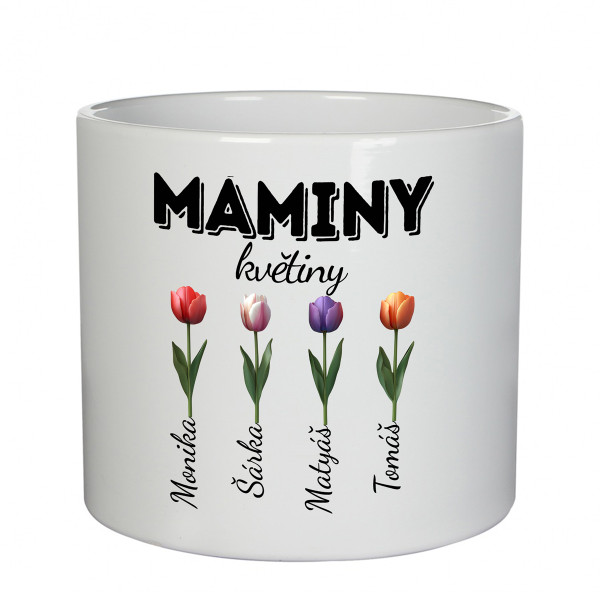 Keramický květináč "Máminy květiny" se jmény dětí Keramický květináč "Máminy květiny" se jmény dětí
