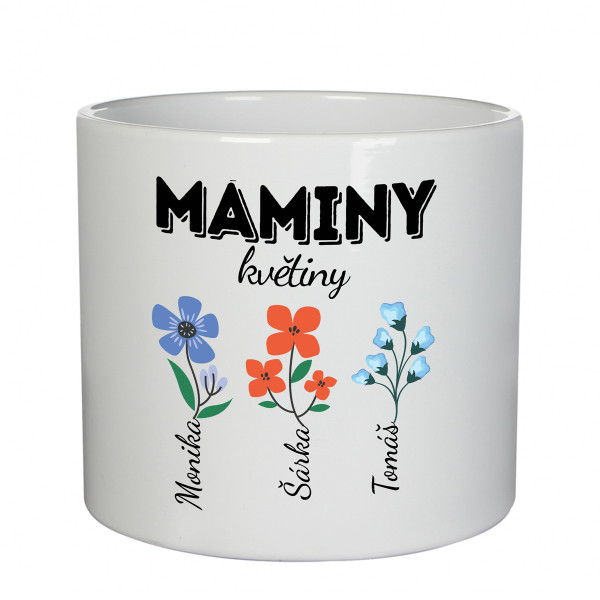 Keramický květináč "Máminy květiny" se jmény dětí Keramický květináč "Máminy květiny" se jmény dětí