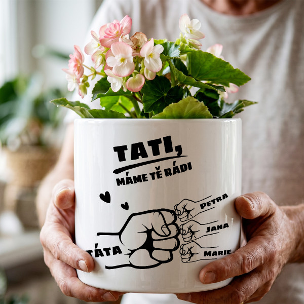 Keramický květináč "Táta a děti" se jmény dětí