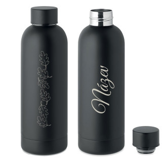Kovová termální láhev na vodu "Dubový list" se jménem podle vašeho výběru (500ml)