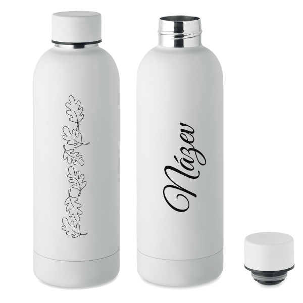 Kovová termální láhev na vodu "Dubový list" se jménem podle vašeho výběru (500ml)