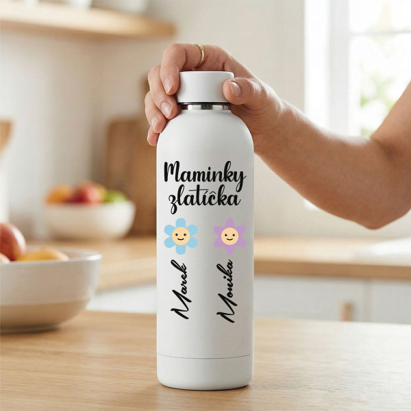 Kovová termoska "Maminky zlatíčka" s jmény podle vašeho výběru (500ml)