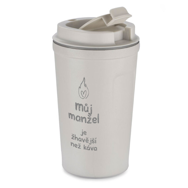 Kovový termohrnek "Můj manžel je žhavější než káva" (400ml)