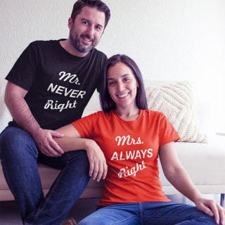 Sada triček "Mr NEVER Right & Mrs ALWAYS Right"