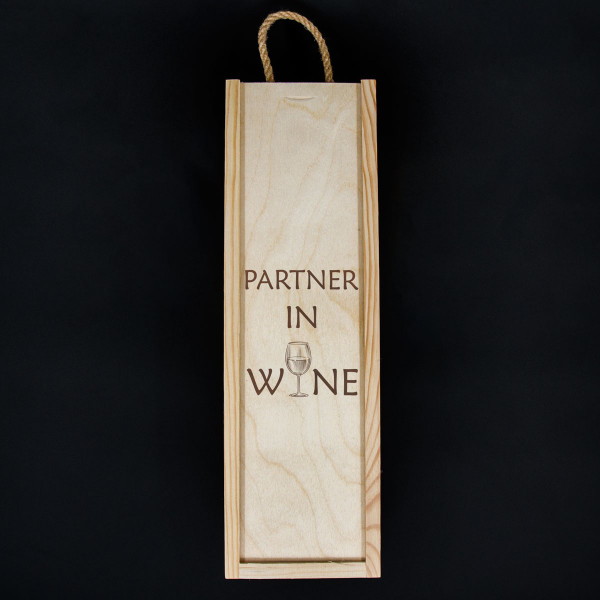 Dřevěný box na láhve "Partner in wine"