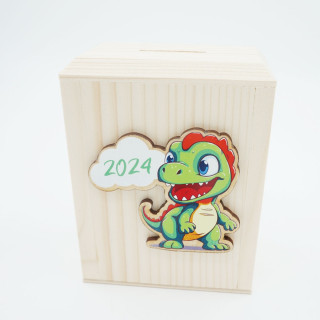 Dřevěná pokladnička "2024 - Rok zeleného draka"