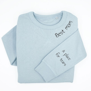 UNISEX „Sully“pastelová mikina „Best mom“ s potiskem na rukávu UNISEX „Sully“pastelová mikina „Best mom“ s potiskem na rukávu