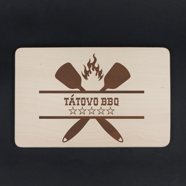 Obdélníkové dřevěné prkénko "Tátovo BBQ"