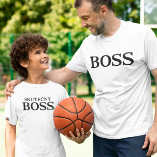 Sada triček pro otce a dítě „Boss a skutečný Boss“