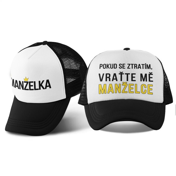 Set kšiltovek "Pokud se ztratím, vraťte mě manželce"