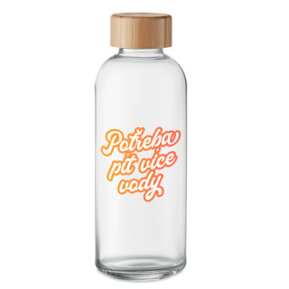 Skleněná láhev na vodu "Potřeba pít více vody" (650ml)