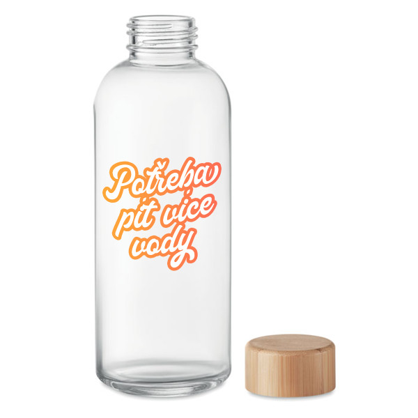 Skleněná láhev na vodu "Potřeba pít více vody" (650ml)