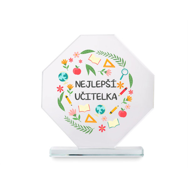 Skleněná trofej v dárkové krabičce "Nejlepší učitelka" Skleněná trofej v dárkové krabičce "Nejlepší učitelka"