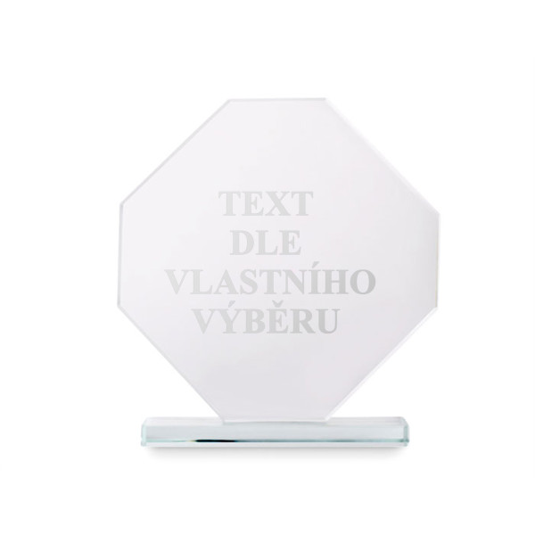Skleněná trofej v dárkové krabičce "RUMBO" s vybraným textem