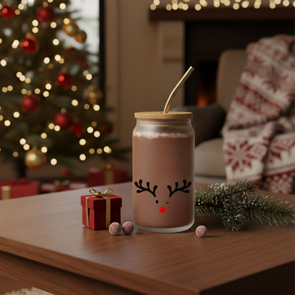 Skleněná sklenice s kovovou slámkou "Malý los", 400ml