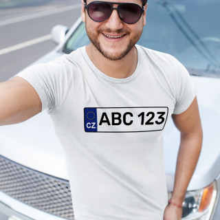 Tričko "Poznávací značka vozidla" s registrační značkou dle vlastního výběru