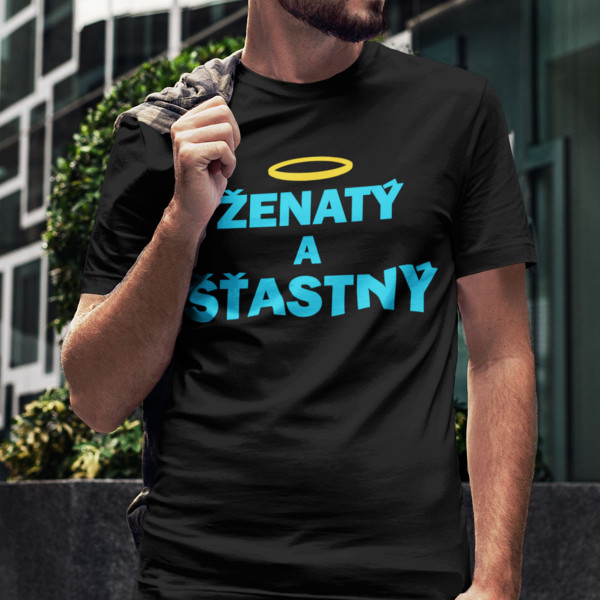 Tričko "Ženatý a šťastný (se svatozáří)"