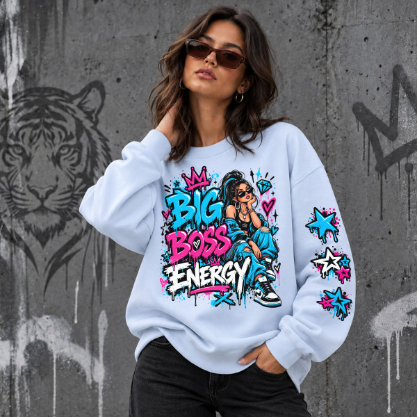 Unisexová mikina v pastelových barvách "Big Boss Energy"