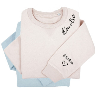 UNISEX pastelová mikina "Sully" "Kmotra" s jmény dětí na rukávu