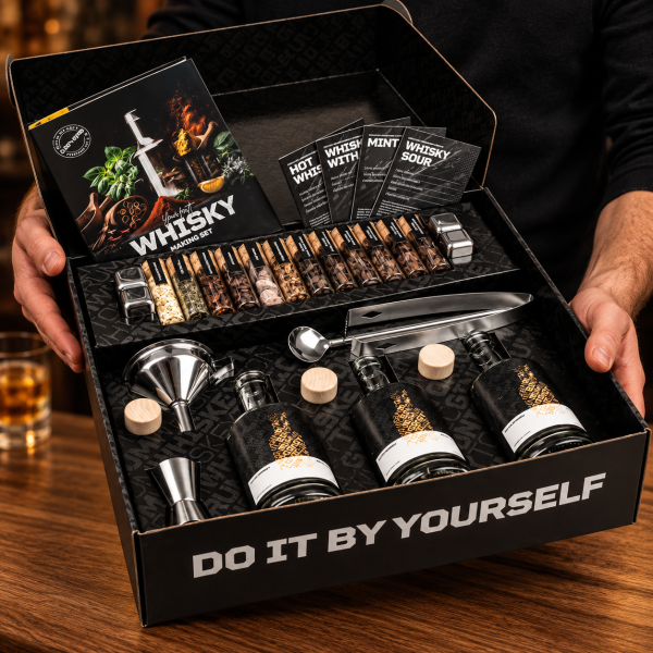 Sada na výrobu whisky s kořením a koktejlovými nástroji