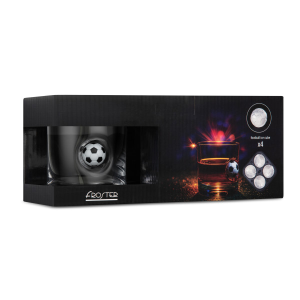 Sada pro fanoušky whisky a fotbalu: sklenice a formy na led