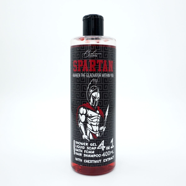 Pánský sprchový gel, šampon, pěna a mýdlo 4 v 1 „Spartan“ (400 ml) Pánský sprchový gel, šampon, pěna a mýdlo 4 v 1 „Spartan“ (400 ml)